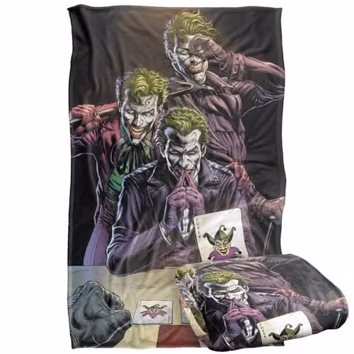 Warner Bros. Batman Three Jokers Super Soft Silky Touch Fleece Throw Blanket, Multicolour, W: 91.44 cm x L: 147.32 cm