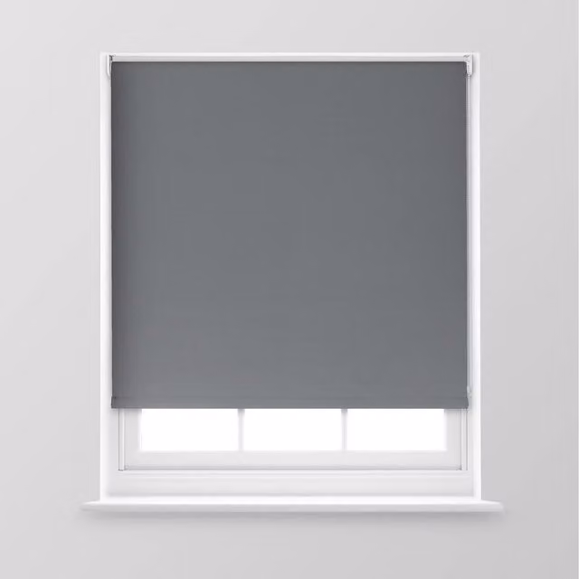 A.Unique Home Premium Trimmable Thermal Blackout Roller Window Blind, Charcoal, W: 150 cm, H: 170 cm
