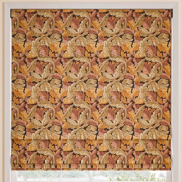 William Morris At Home Acanthus Made to Measure Blackout Roman Blind in Acorn Multicolour Floral Pattern