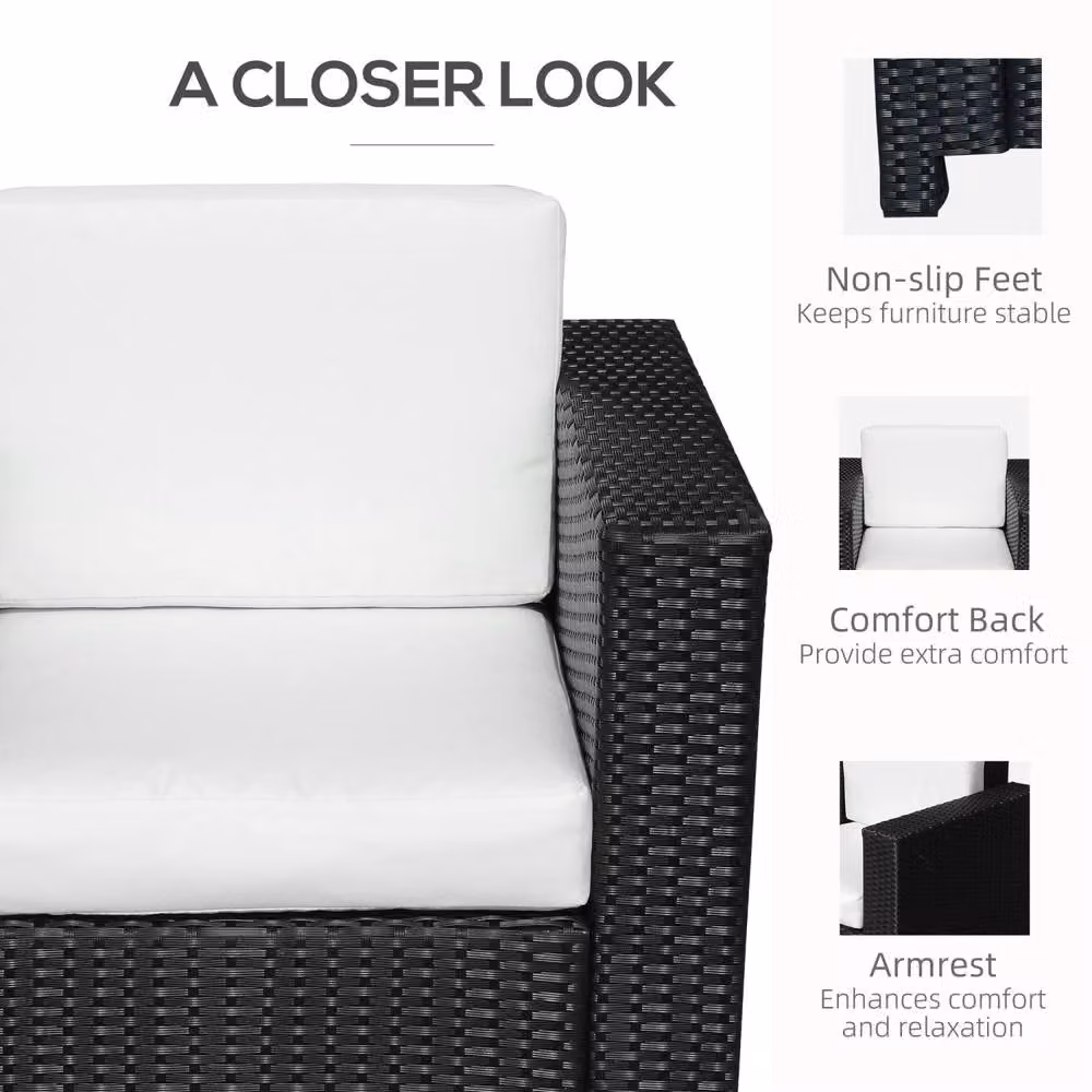 Wyld Haus Raco Black Rattan Outdoor Armchair with Cream Cushions – 5