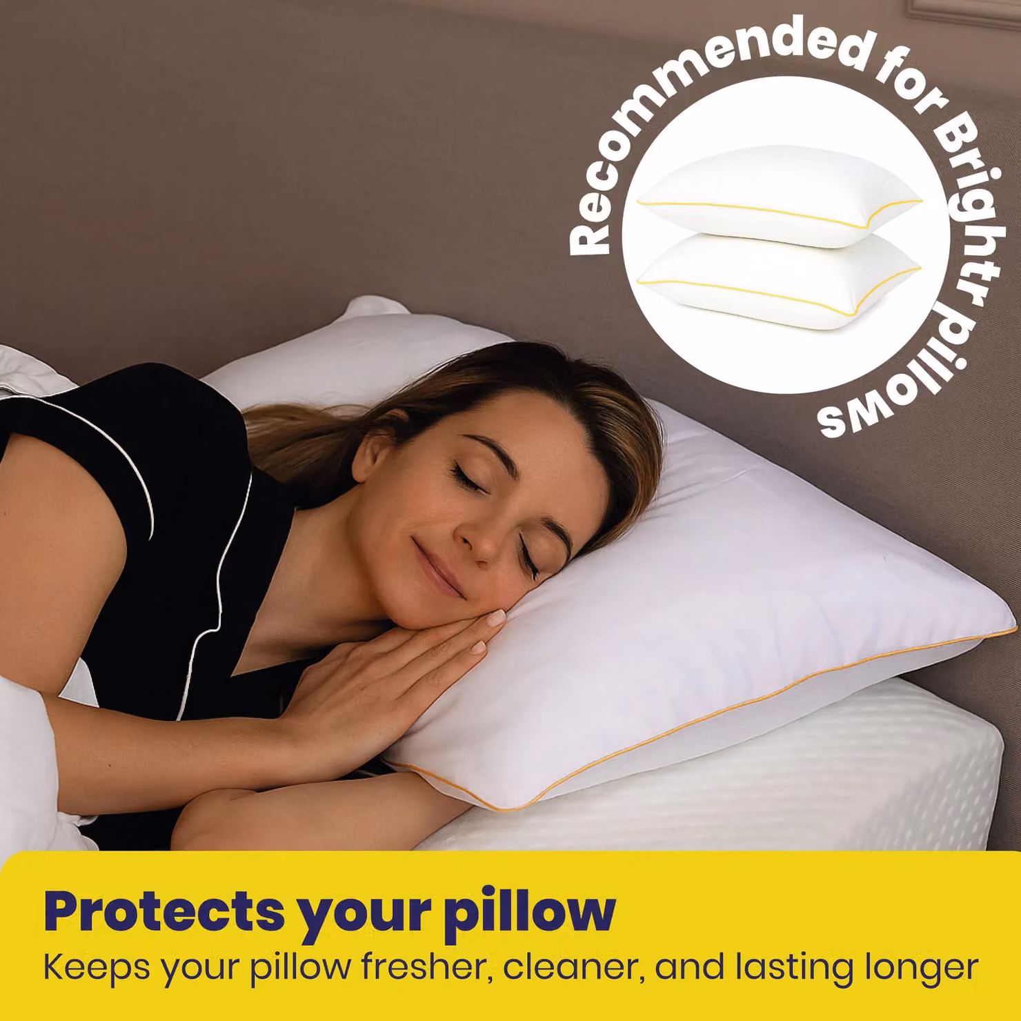Brightr Sleep Copper Infused Hypoallergenic Pillow Protector in White, W: 50 cm x L: 75 cm – 3
