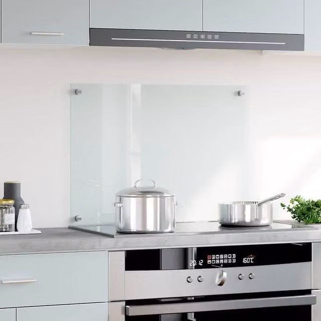 Berkfield Home Transparent Tempered Glass Kitchen Backsplash, W: 70 cm, H: 50 cm