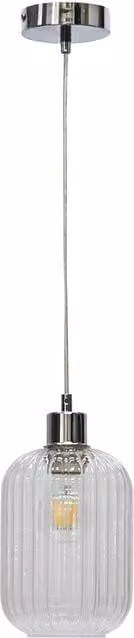First Choice Lighting Batley Suspended Pendant Light with Transparent Ribbed Glass and Chrome Fitting – 1