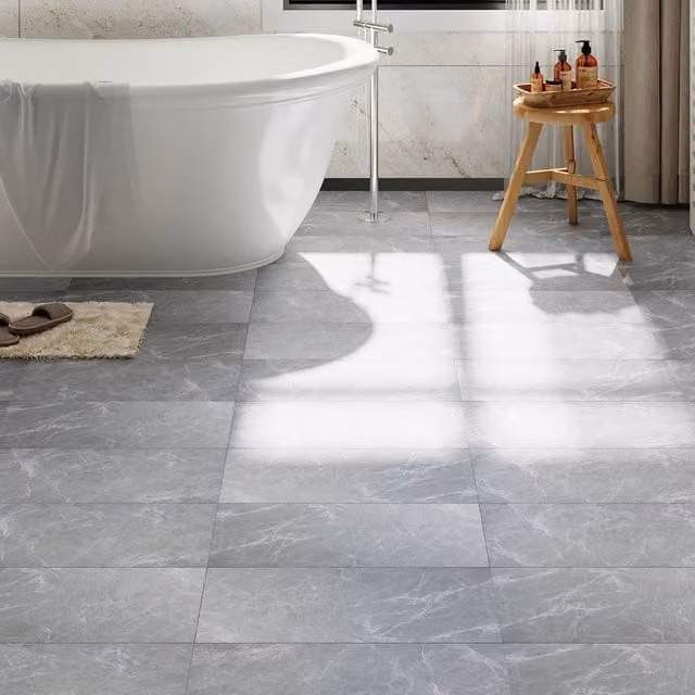 Darphe 28-Piece Self-Adhesive PVC Flooring with Realistic Grey Marbled Stone Effect