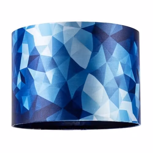 Happy Homewares Designer Geometric Satin Fabric Round Lamp Shade in Blue, W/D/H: 18 x 18 x 25 cm – 1