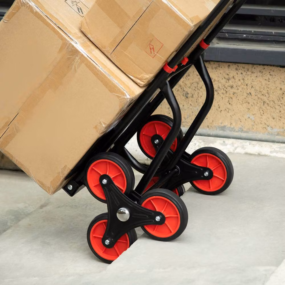 STILVORA Folding Steel Sack Truck with Dual Three-Wheel Design in Black – 2
