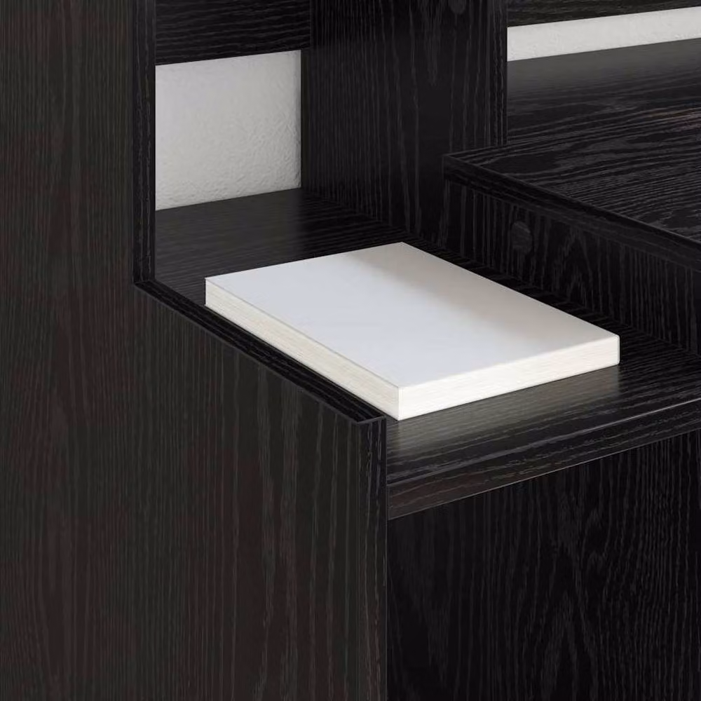 Berkfield Home Modern Writing Desk with Storage Shelf in Black Oak – 4