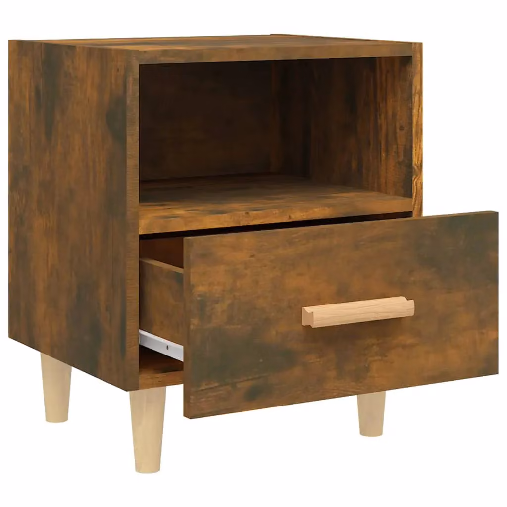 Berkfield Home Set of 2 Smoked Oak Bedside Cabinets, Brown, W/D/H: 40 x 35 x 47 cm – 5
