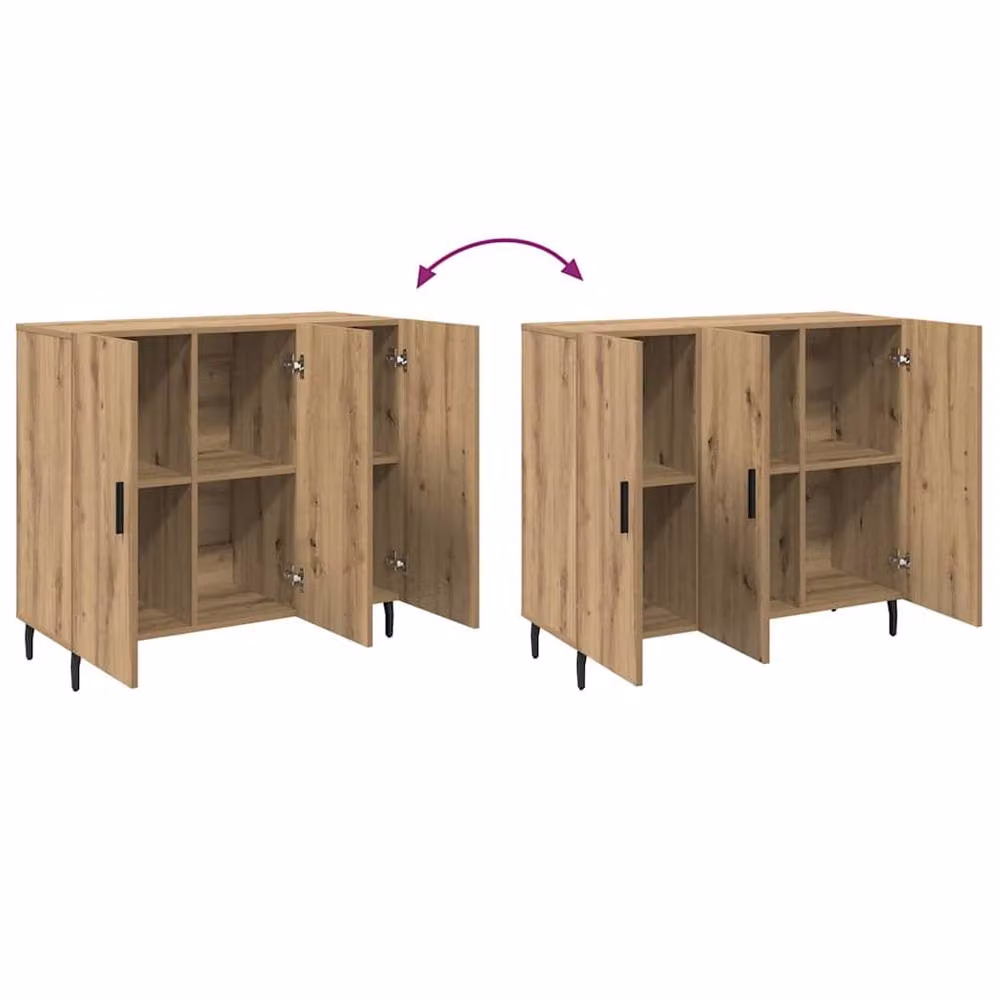 Berkfield Home Modern Sideboard with Storage Door in Brown, W/D/H: 90 x 34 x 80 cm – 4