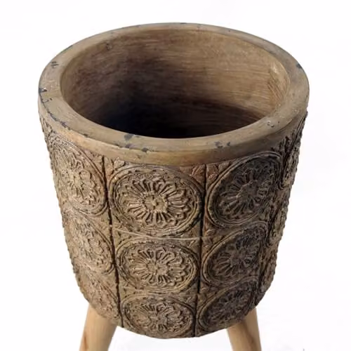Botanik Rustic Floral Tabletop Planter in Brown and Grey, W/D/H: 40 x 22 x 22 cm – 4