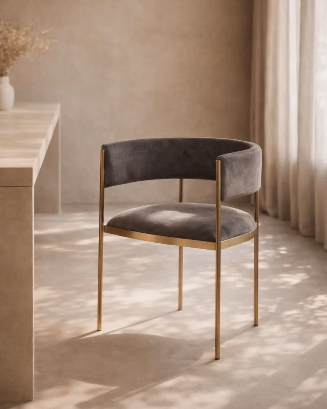 Tommy Franks Modern Velvet Dining Chair in Anthracite Grey