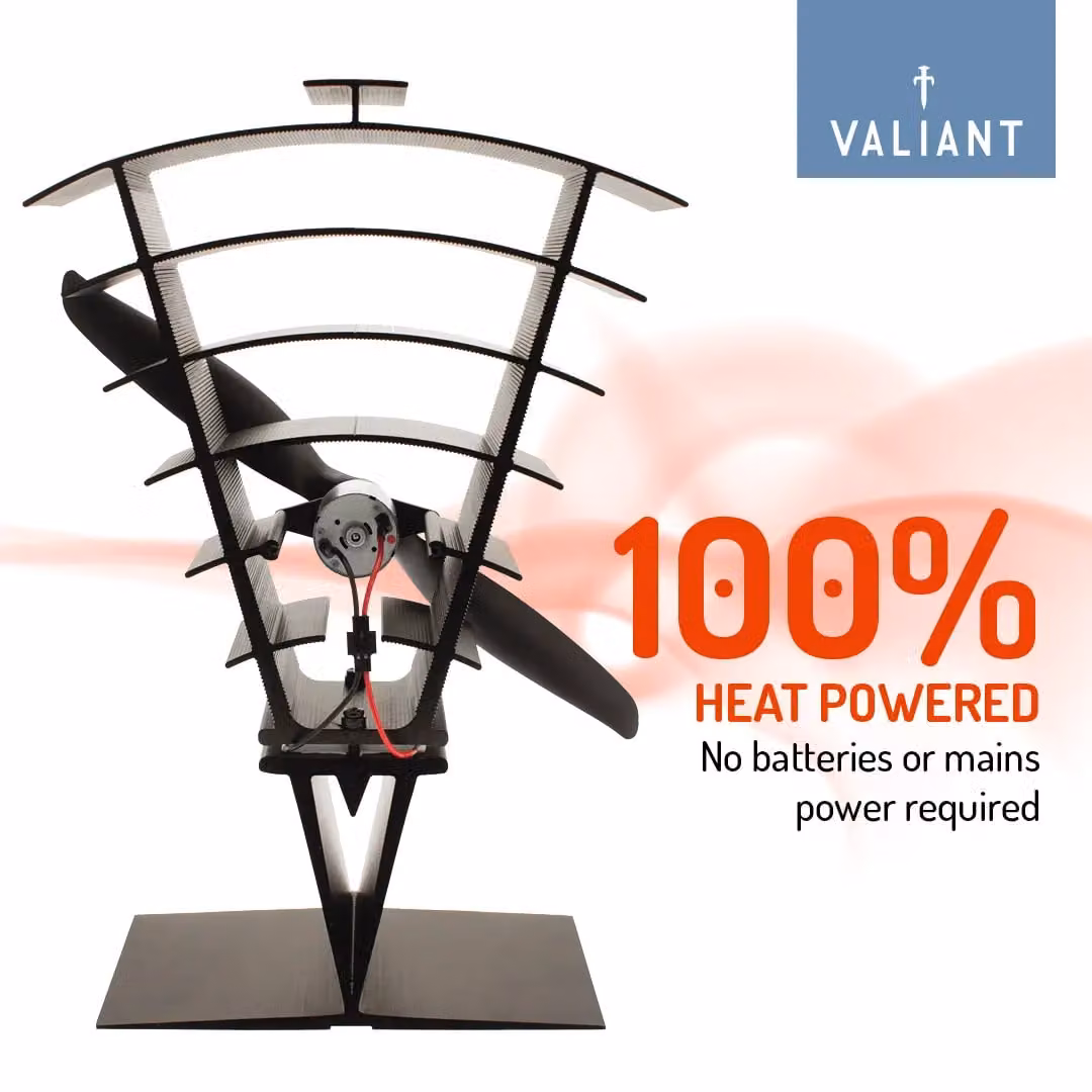 Valiant Vanquish Stove Fan and Magnetic Thermometer in Black, W/D/H: 25.0 x 23.0 x 7.6 cm – 3