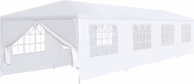 Berkfield Home Garden White Steel Gable Marquee with Window W/D/H: 12 x 3 x 3 m