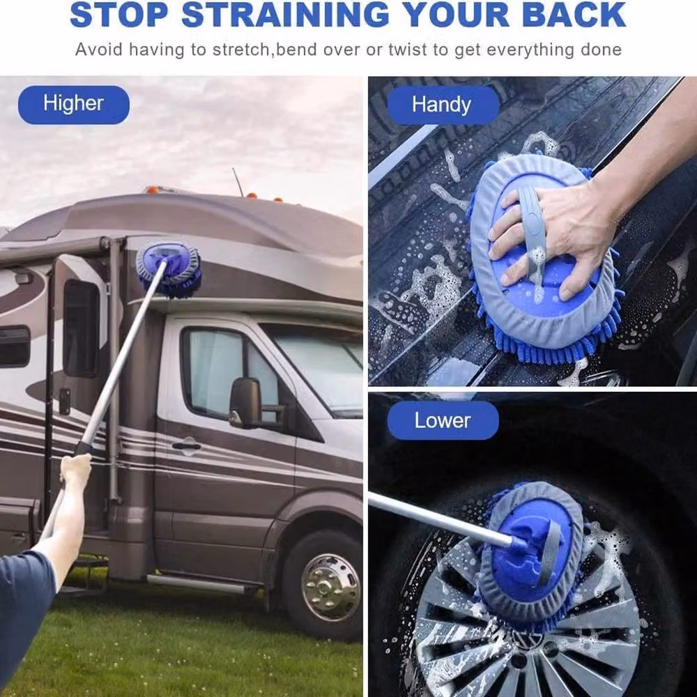 NESTLUNE Telescopic Adjustable Car Wash Mop in Blue, W: 15 cm, H: 100 cm – 6
