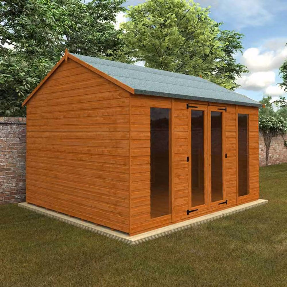 Buttercup Farm Workman Apex 12mm Full Pane Wooden Shed in Burnt Orange – 2