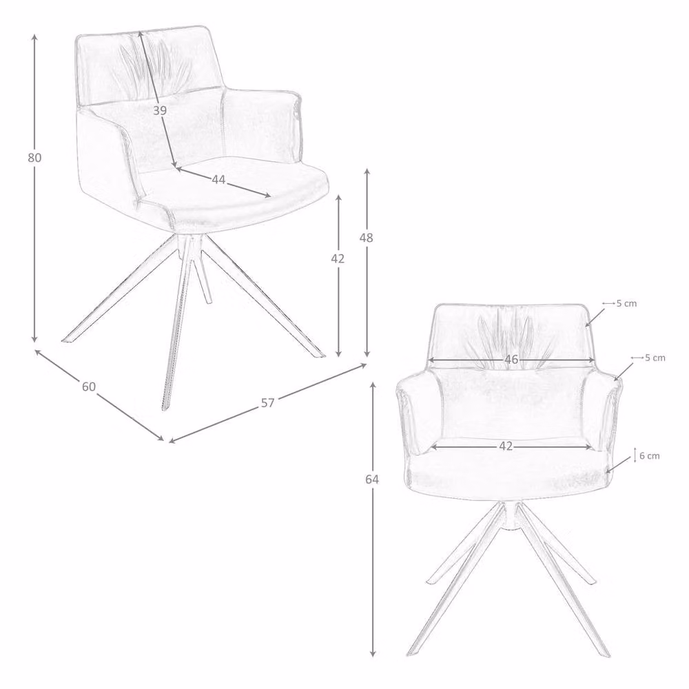 Angel Cerda Cognac Brown Synthetic Leatherette Swivel Dining Chair with Armrests – 6