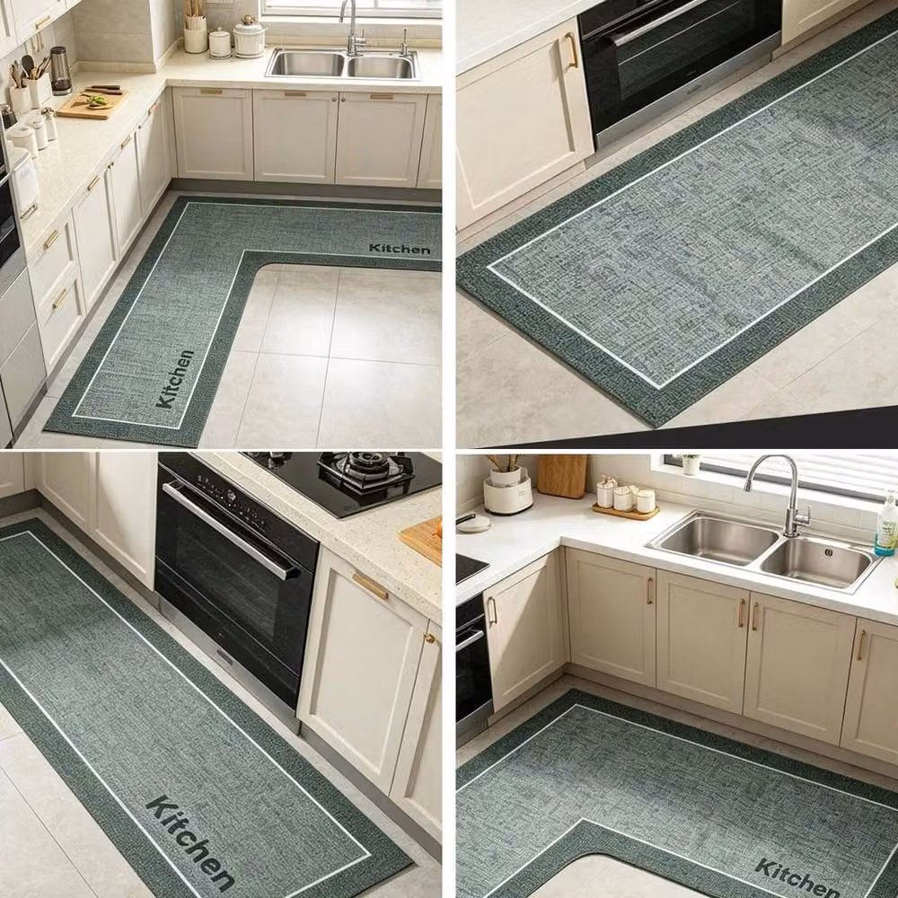 SPETLEK L-Shaped Diatom Mud Kitchen Rug in Green, W/D/H: 150 x 150 x 1 cm – 4