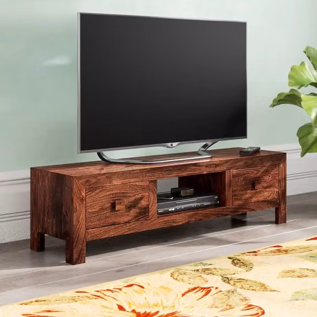 IH Design Rustic Lacquered Mango Wood Media Unit in Brown