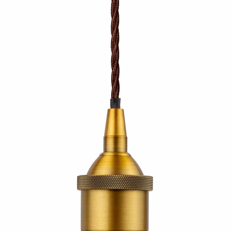 SE Home St Edmund's Matt Black and Antique Gold Pendant Light with Brown Twisted Detail