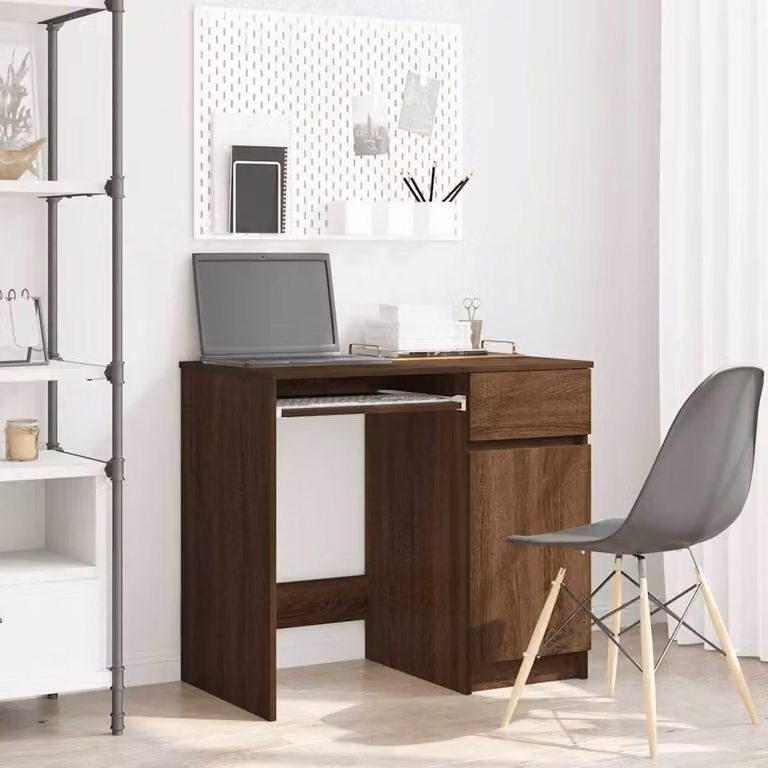Berkfield Home Modern Writing Desk in Brown Oak, W: 86 cm, D: 49 cm, H: 76 cm