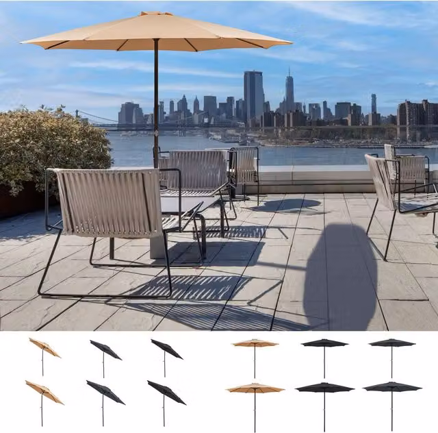 BIRCHTREE Green Garden Parasol Tilt Crank Umbrella with Polyester Canopy