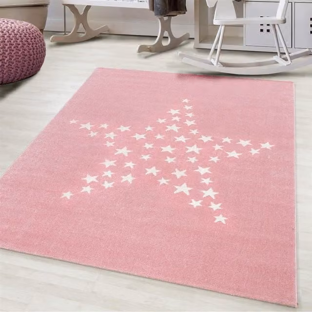 Bravich Nursery Star Rug in Pink, 160 cm