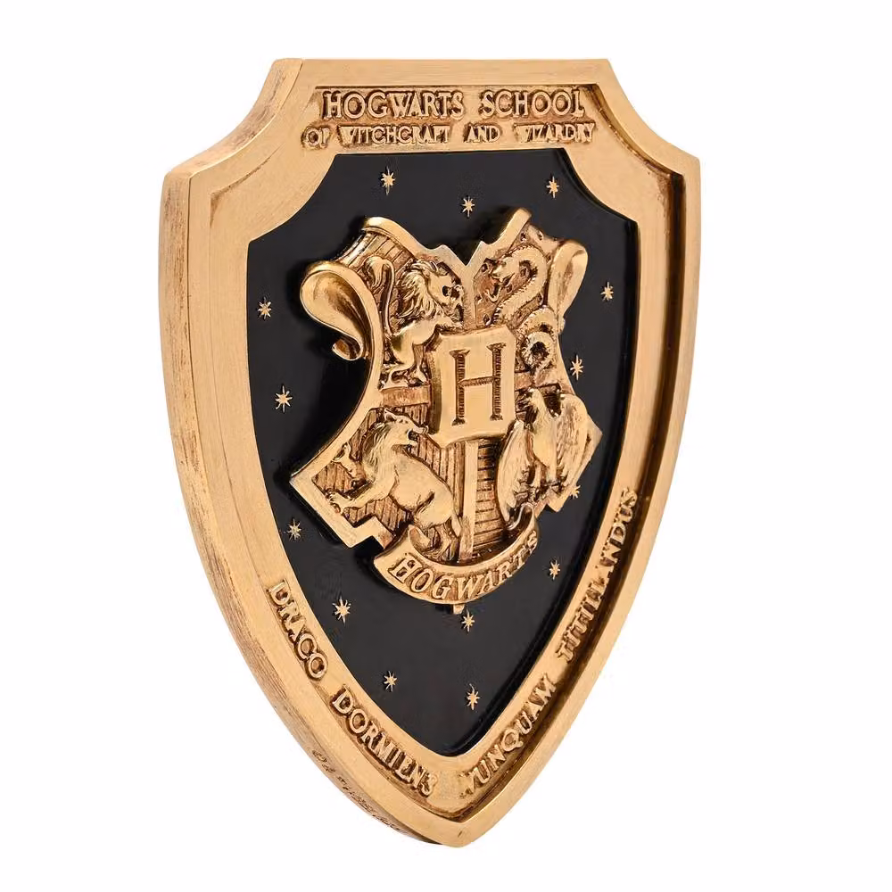 Warner Bros Harry Potter Alumni Hogwarts Crest Shield 3D Metal Wall Art in Antique Gold – 3