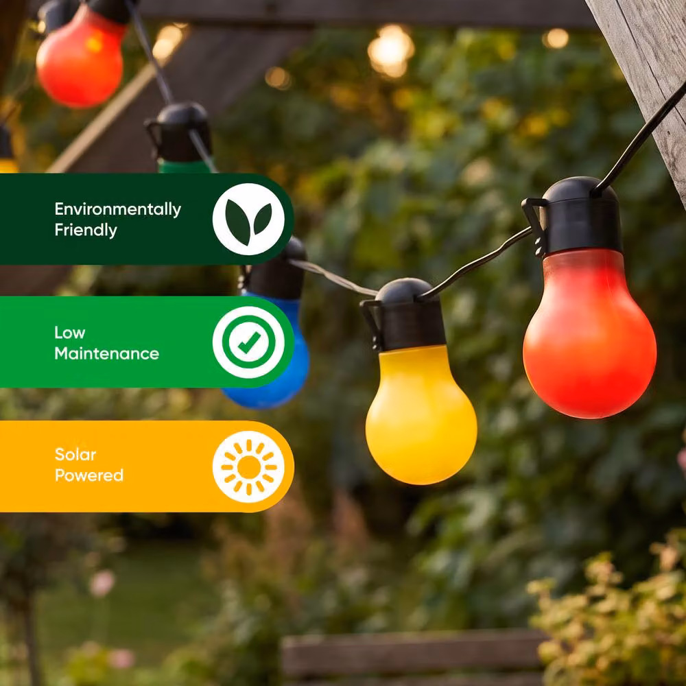 Gardenwize 10 Piece Solar Powered Multicolour Tropical Globe String Lights – 4