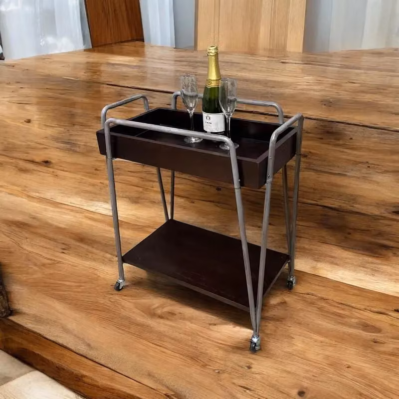 Minster Drinks Industrial Metal Kitchen Trolley in Brown, W63 x D35 x H75 cm – 2