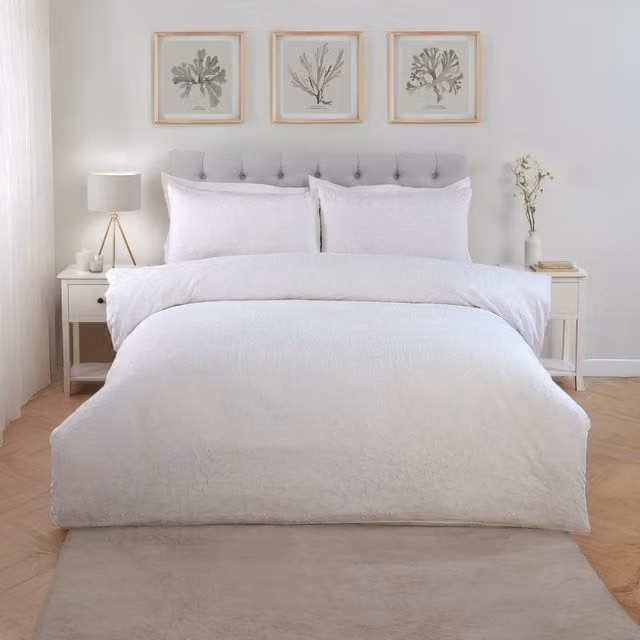 Divante Finest White Jacquard Cotton Duvet Cover, 140 x 200 cm