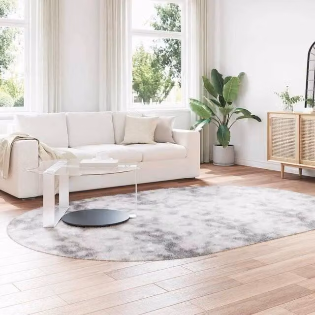 Berkfield Home Navarra Shaggy High Pile Rug in Silver Grey, W: 300 cm, D: 200 cm – 1