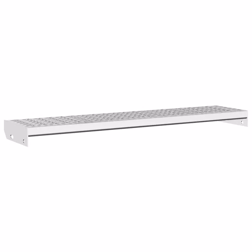 Berkfield Home Grate Step in Silver Galvanised Steel, W: 100 cm, H: 24 cm, D: 7 cm