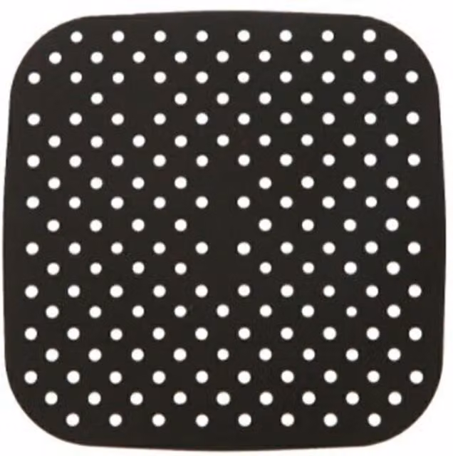 KDMK Reusable Nonstick Square Silicone Air Fryer Liner Pad, Black, W: 21.59 cm x D: 21.59 cm x H: 21.59 cm