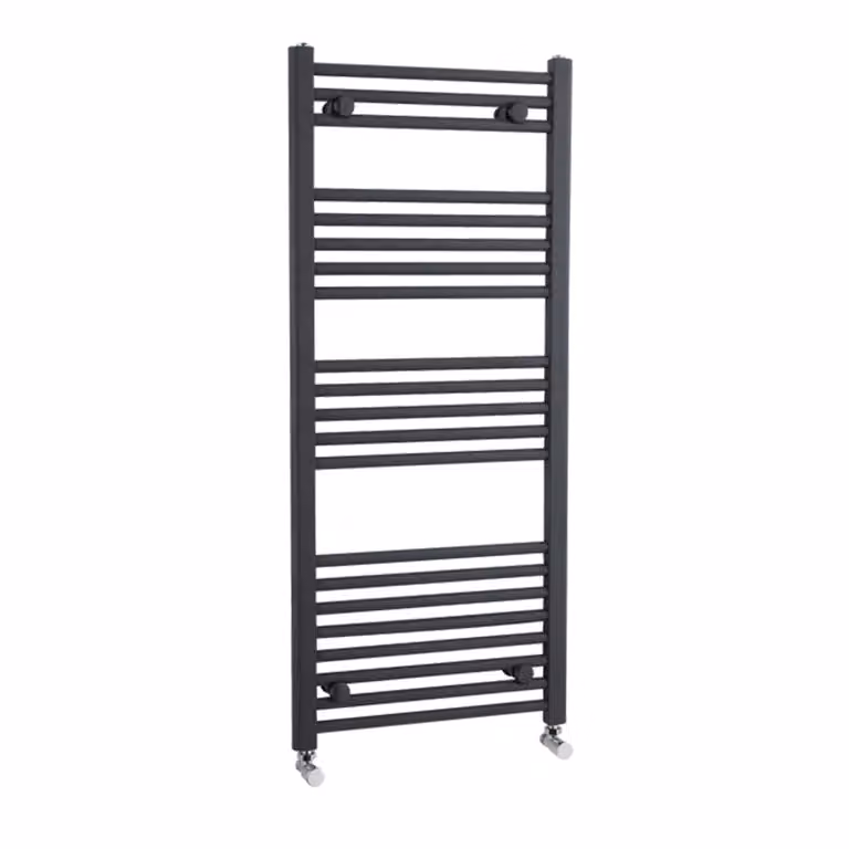 Arno Anthracite Heated Towel Rail Straight Ladder H: 115 cm, W: 50 cm