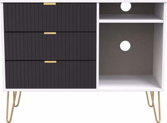 2 U Bexley 3 Drawer TV Unit in True Black and Gold – 1