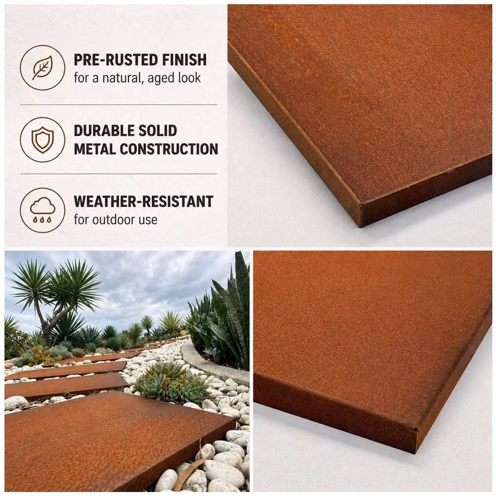 Nicoman Pre-Rusted Corten Steel Stepping Stones in Bronze, W: 60 cm, D: 25 cm – 3