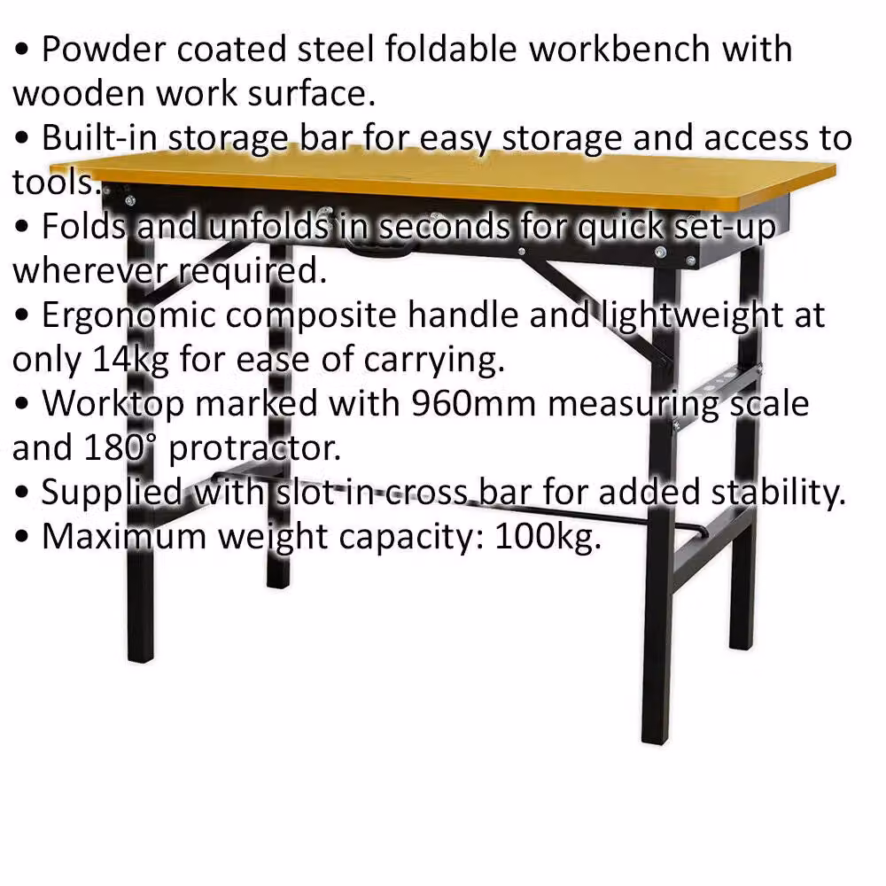 Loops Multicolour Folding Portable Workbench with Steel and Wood Construction, W: 100 cm – 2