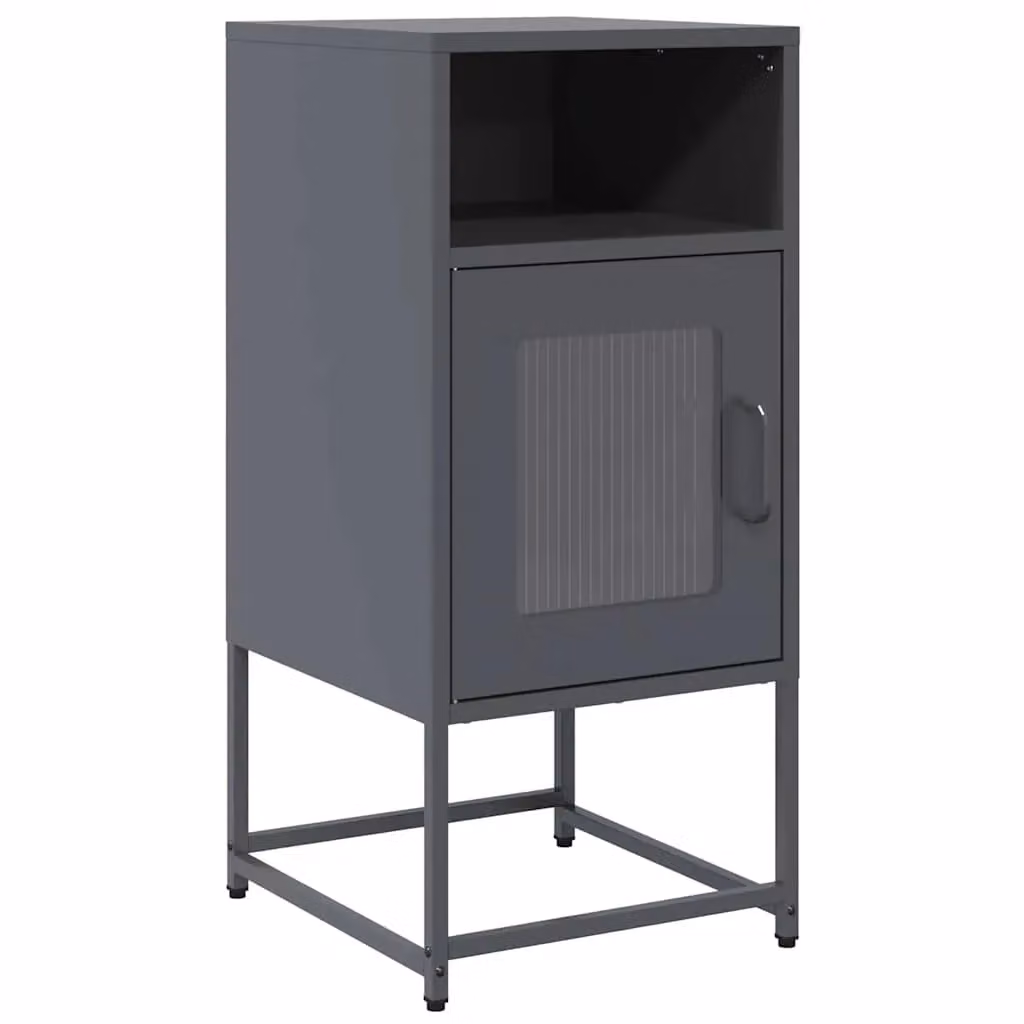 Berkfield Home Anthracite Bedside Cabinet in Black Metal, W/D/H: 36 x 39 x 78 cm – 2