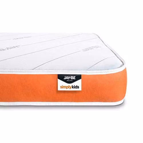 Jay-Be Simply Kids Bonell Spring Mattress, 3ft Single, White and Orange, W/D/H: 90 x 190 x 16 cm – 1