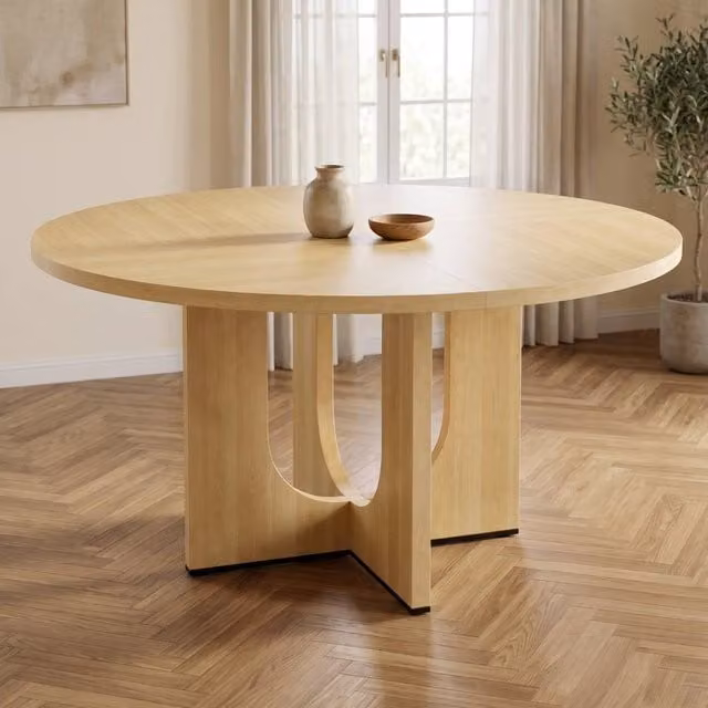 STILVORA Round Dining Table in Light Oak, Diameter: 120 cm, Height: 75 cm – 1