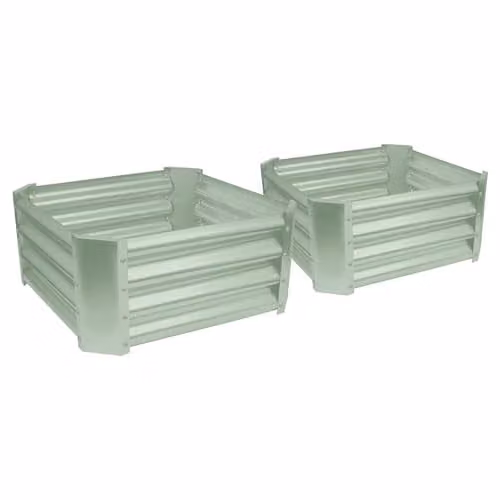 Harbour Housewares Pack of 2 Green Galvanised Steel Raised Garden Beds, W/D/H: 60 x 60 x 30 cm – 1
