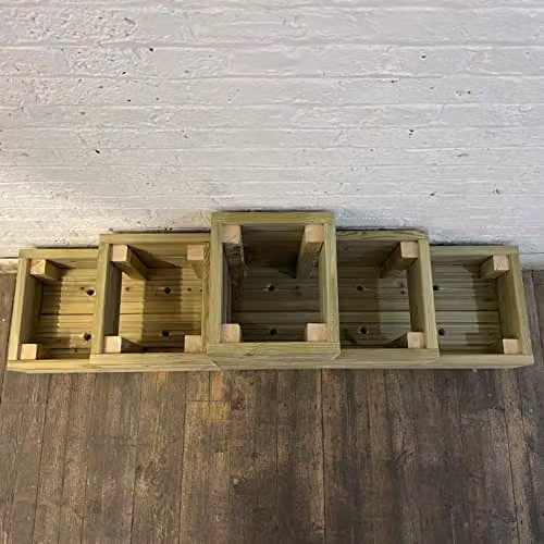 Cutncraft Designs 3-Tiered Wooden Raised Bed Planter, Brown, W/D/H: 145 x 48 x 35 cm – 3