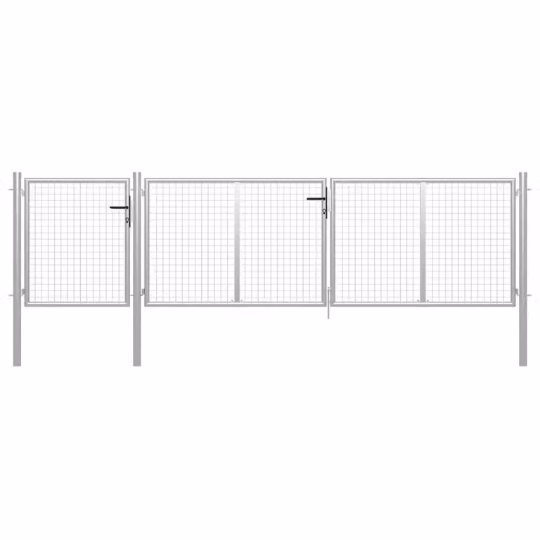 Berkfield Home Durable Steel Garden Gate, Silver, W: 400 cm, H: 100 cm