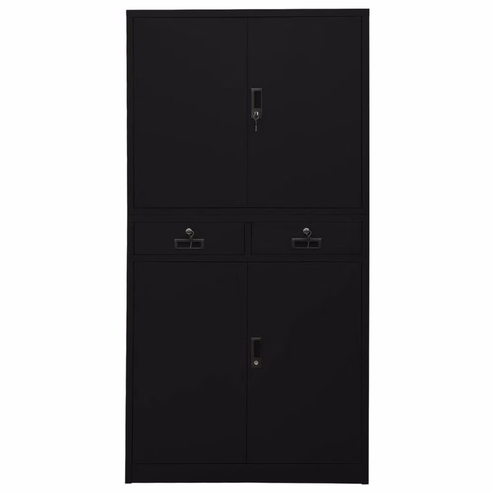 Berkfield Home Office Black Steel Cabinet with Internal Drawers and Adjustable Shelves W/D/H: 90 x 40 x 180 cm – 2