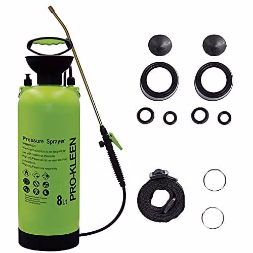 Pro-Kleen Green Manual Pressure Sprayer with Brass Lance, 8L