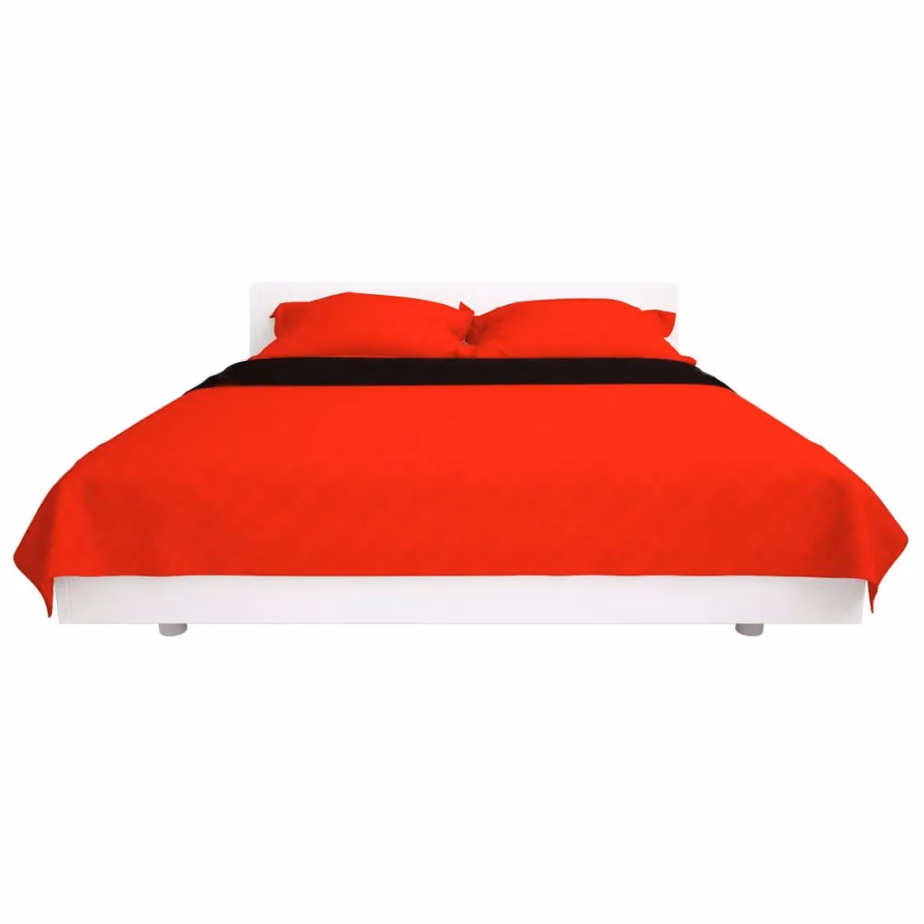Berkfield Home Reversible Quilted Microfibre Bedspread in Red and Black, W/D/H: 220 x 240 cm – 3