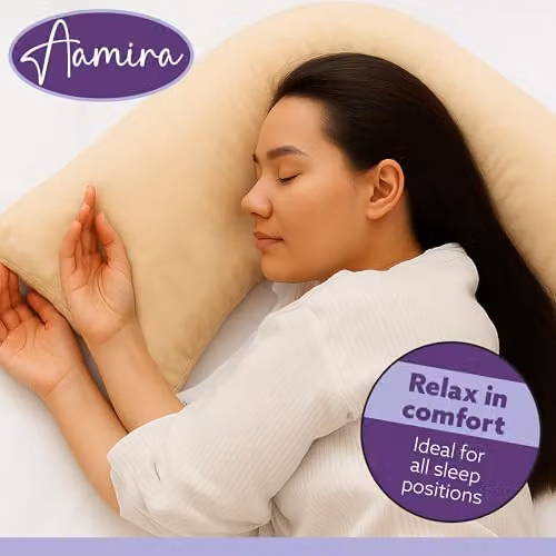 Aamira Adjustable Memory Foam Wedge Pillow with Removable Beige Velvet Cover for Neck, Shoulder and Back Support – 6