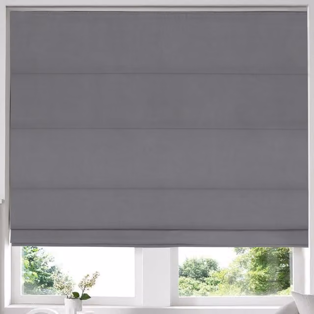 Simply Collection Blackout Roman Blind in Grey Cotton Panama Made to Measure