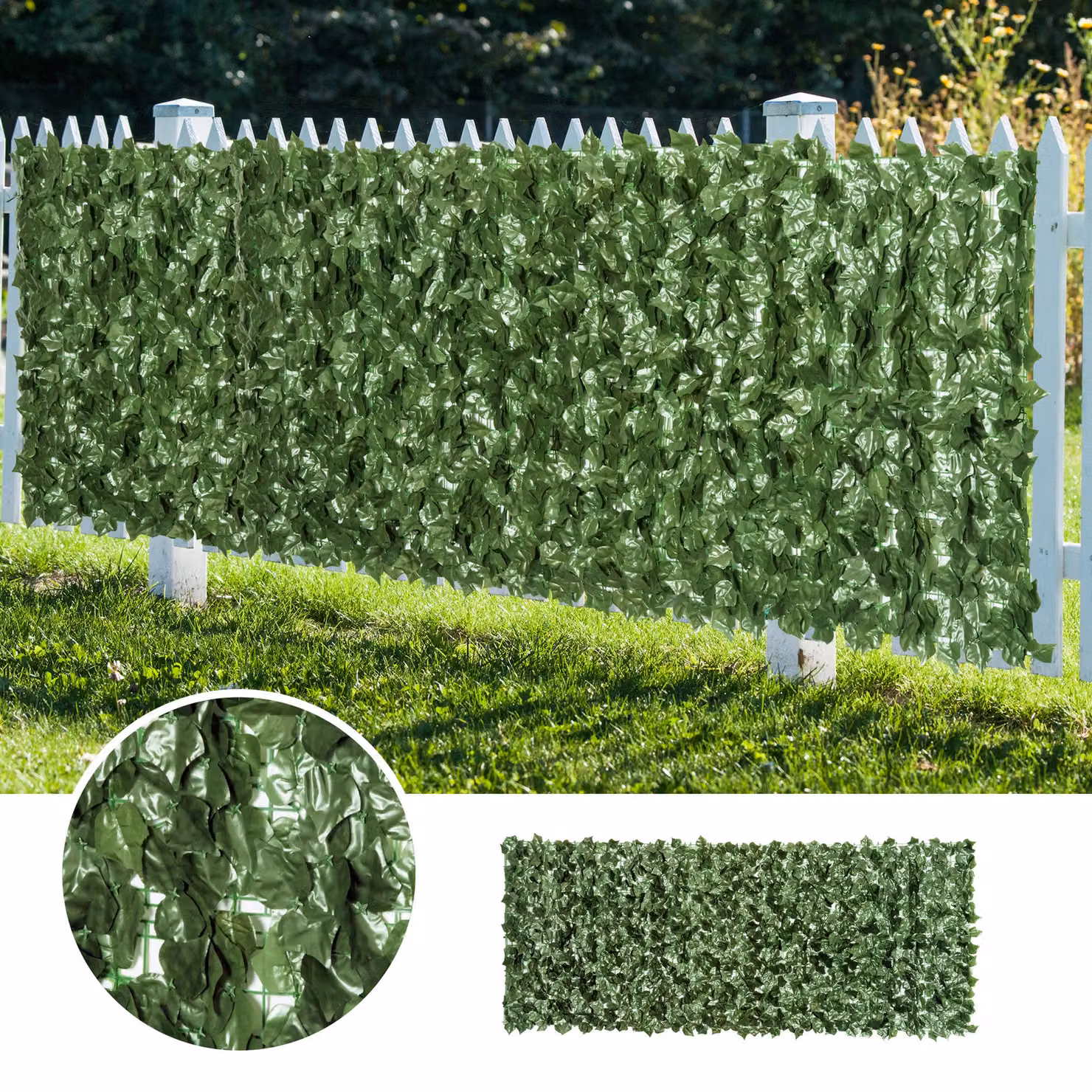 Outsunny 2-Piece Artificial Leaf Hedge Privacy Fence Screen, Green, H: 240 cm x W: 100 cm – 7