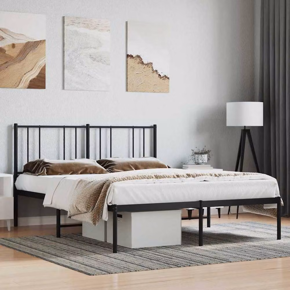 Berkfield Home Metal Bed Frame with Headboard in Black, W/D/H: 140 x 200 x 90 cm – 2
